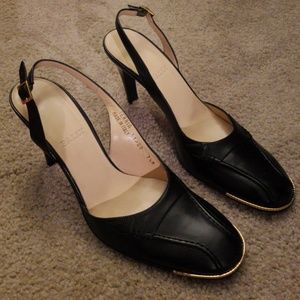 BALLY black leather slingback pumps